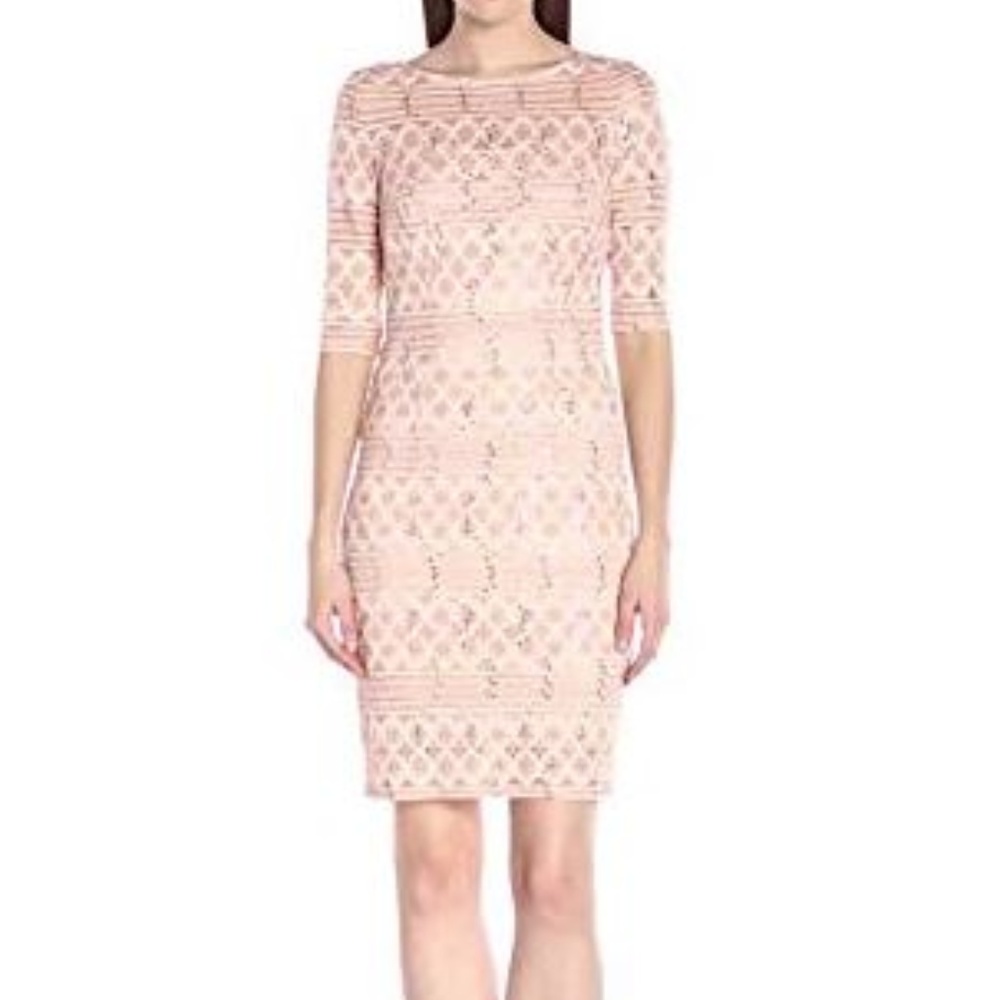 Jax 3/4 Lace Dress with Sequins, Blush, Sz 2, NWT